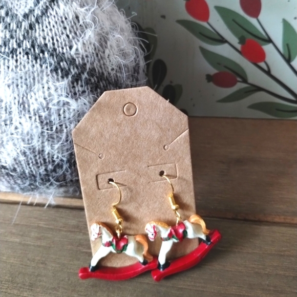 New Christmas Rocking Horse Earrings - Picture 4 of 16